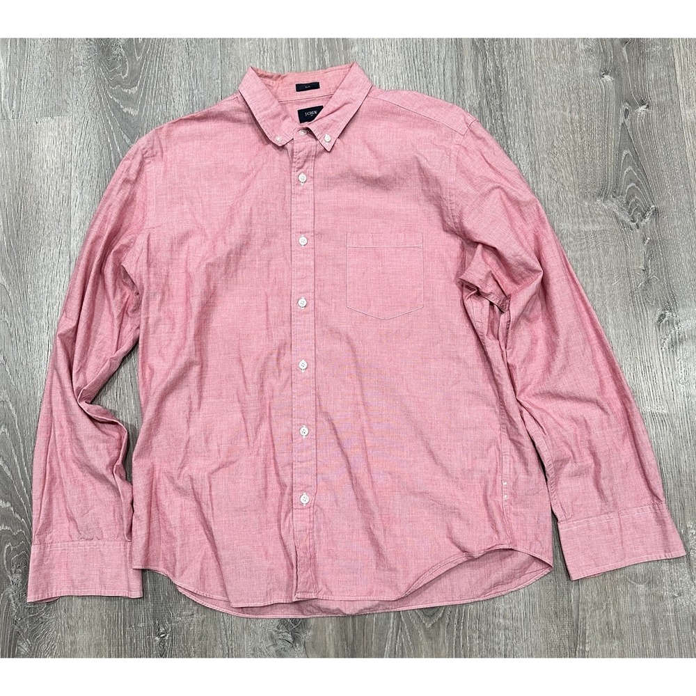 J. Crew Shirt Men's XL Red Slim Fit Casual Long Sleeve Button Down Cotton Shirt - Picture 3 of 11